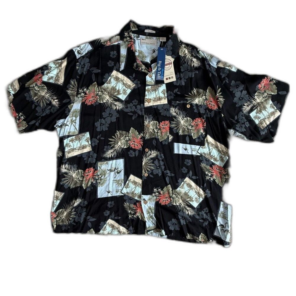 NWT Natural Issue 3X Big & Tall Hawaiian Shirt Men's XXXL Aloha Camp Button Up